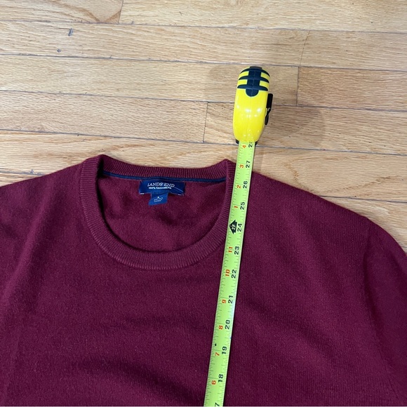Lands End Sweater Mens Large Red 100% Cashmere Crewneck Pullover Soft Jumper - Picture 5 of 7